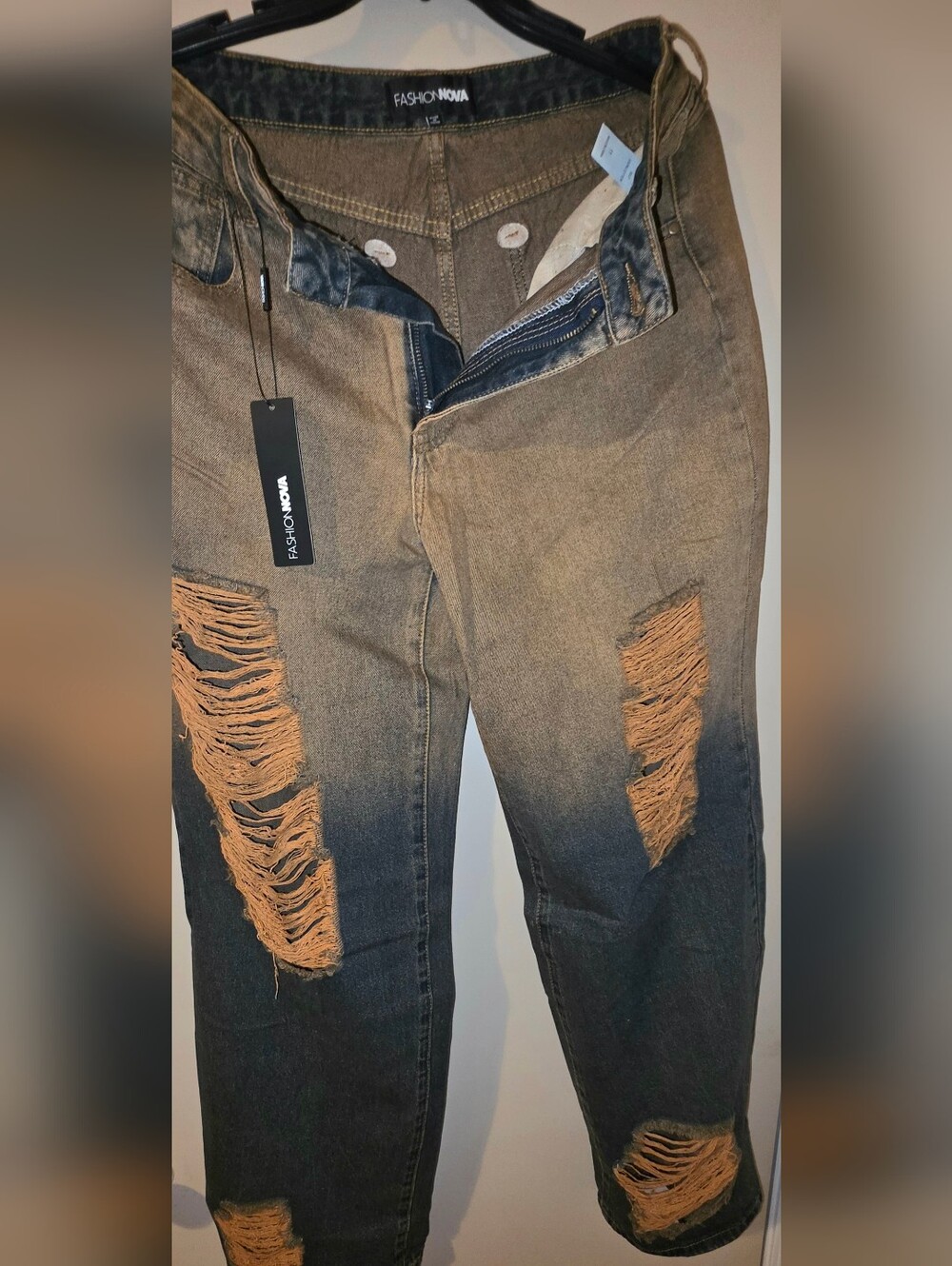 Above And Beyond Ombre Baggy Straight Leg Jeans - Rust